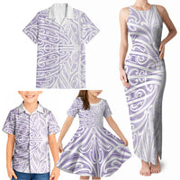 Purple New Zealand Puhoro Maori Tattoo Family Matching Tank Maxi Dress and Hawaiian Shirt LT14 - Polynesian Pride