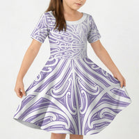 Purple New Zealand Puhoro Maori Tattoo Kid Short Sleeve Dress LT14 KID Purple - Polynesian Pride