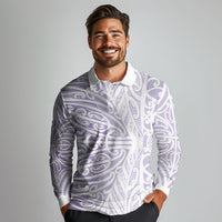 Purple New Zealand Puhoro Maori Tattoo Long Sleeve Polo Shirt