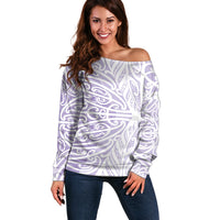 Purple New Zealand Puhoro Maori Tattoo Off Shoulder Sweater
