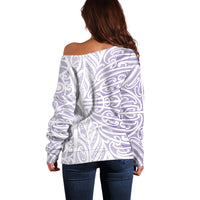 Purple New Zealand Puhoro Maori Tattoo Off Shoulder Sweater