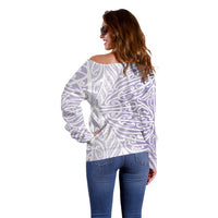 Purple New Zealand Puhoro Maori Tattoo Off Shoulder Sweater