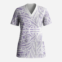 Purple New Zealand Puhoro Maori Tattoo Scrub Top