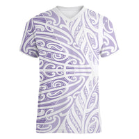 Purple New Zealand Puhoro Maori Tattoo Women V-Neck T-Shirt