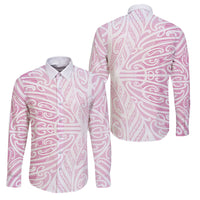 Pink New Zealand Puhoro Maori Tattoo Family Matching Summer Maxi Dress and Hawaiian Shirt LT14 Dad's Shirt - Long Sleeve Pink - Polynesian Pride