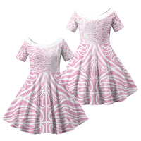 Pink New Zealand Puhoro Maori Tattoo Family Matching Summer Maxi Dress and Hawaiian Shirt LT14 Daughter's Dress Pink - Polynesian Pride