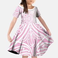 Pink New Zealand Puhoro Maori Tattoo Family Matching Tank Maxi Dress and Hawaiian Shirt
