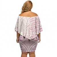 Pink New Zealand Puhoro Maori Tattoo Off Shoulder Short Dress LT14 - Polynesian Pride