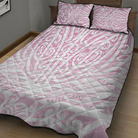 Pink New Zealand Puhoro Maori Tattoo Quilt Bed Set