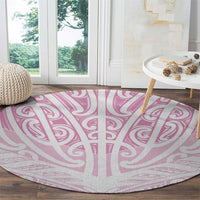 Pink New Zealand Puhoro Maori Tattoo Round Carpet