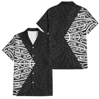 Black New Zealand Puhoro Maori Tattoo Family Matching Long Sleeve Bodycon Dress and Hawaiian Shirt LT14 Dad's Shirt - Short Sleeve Black - Polynesian Pride