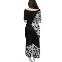 Black New Zealand Puhoro Maori Tattoo Family Matching Puletasi and Hawaiian Shirt