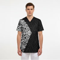 Black New Zealand Puhoro Maori Tattoo Scrub Top