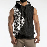 Black New Zealand Puhoro Maori Tattoo Sleeveless Hoodie
