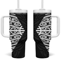 Black New Zealand Puhoro Maori Tattoo Tumbler With Handle