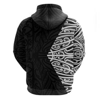 Black New Zealand Puhoro Maori Tattoo Zip Hoodie