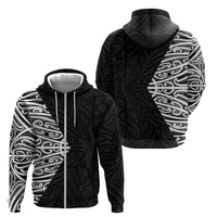 Black New Zealand Puhoro Maori Tattoo Zip Hoodie