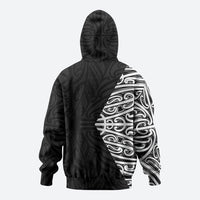 Black New Zealand Puhoro Maori Tattoo Zip Hoodie