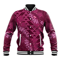 Pink Aloha Hawaii Baseball Jacket Hawaiian Kakau Ohia Lehua Lei - Polynesian Pride