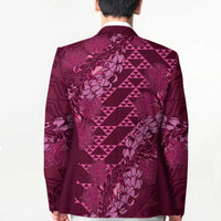 Pink Aloha Hawaii Blazer Hawaiian Kakau Ohia Lehua Lei LT14 - Polynesian Pride