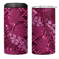 Pink Aloha Hawaii 4 in 1 Can Cooler Tumbler Hawaiian Kakau Ohia Lehua Lei - Polynesian Pride