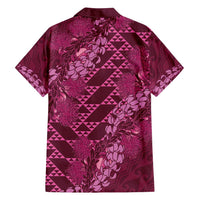 Pink Aloha Hawaii Family Matching Long Sleeve Bodycon Dress and Hawaiian Shirt Hawaiian Kakau Ohia Lehua Lei - Polynesian Pride