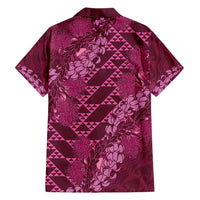 Pink Aloha Hawaii Family Matching Short Sleeve Bodycon Dress and Hawaiian Shirt Hawaiian Kakau Ohia Lehua Lei - Polynesian Pride