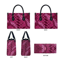 Pink Aloha Hawaii Leather Bag Hawaiian Kakau Ohia Lehua Lei - Polynesian Pride