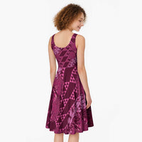Pink Aloha Hawaii Midi Dress Hawaiian Kakau Ohia Lehua Lei - Polynesian Pride
