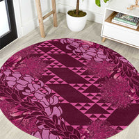Pink Aloha Hawaii Round Carpet Hawaiian Kakau Ohia Lehua Lei LT14 Pink - Polynesian Pride