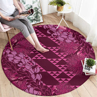 Pink Aloha Hawaii Round Carpet Hawaiian Kakau Ohia Lehua Lei LT14 - Polynesian Pride