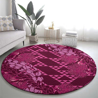 Pink Aloha Hawaii Round Carpet Hawaiian Kakau Ohia Lehua Lei LT14 - Polynesian Pride