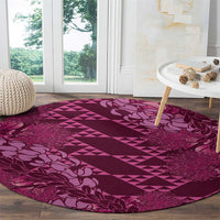 Pink Aloha Hawaii Round Carpet Hawaiian Kakau Ohia Lehua Lei LT14 - Polynesian Pride