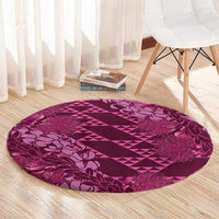 Pink Aloha Hawaii Round Carpet Hawaiian Kakau Ohia Lehua Lei LT14 - Polynesian Pride