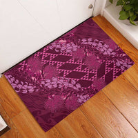 Pink Aloha Hawaii Rubber Doormat Hawaiian Kakau Ohia Lehua Lei - Polynesian Pride
