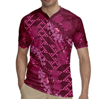 Pink Aloha Hawaii Rugby Jersey Hawaiian Kakau Ohia Lehua Lei - Polynesian Pride