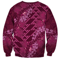Pink Aloha Hawaii Sweatshirt Hawaiian Kakau Ohia Lehua Lei - Polynesian Pride