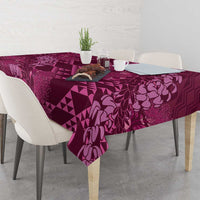 Pink Aloha Hawaii Tablecloth Hawaiian Kakau Ohia Lehua Lei - Polynesian Pride