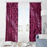 Pink Aloha Hawaii Window Curtain Hawaiian Kakau Ohia Lehua Lei - Polynesian Pride