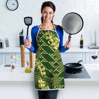 Green Aloha Hawaii Apron Hawaiian Kakau Ohia Lehua Lei - Polynesian Pride