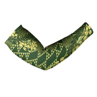 Green Aloha Hawaii Arm Sleeves Hawaiian Kakau Ohia Lehua Lei - Polynesian Pride