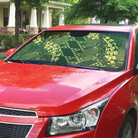 Green Aloha Hawaii Auto Sun Shade Hawaiian Kakau Ohia Lehua Lei - Polynesian Pride