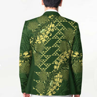 Green Aloha Hawaii Blazer Hawaiian Kakau Ohia Lehua Lei LT14 - Polynesian Pride