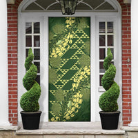 Green Aloha Hawaii Door Cover Hawaiian Kakau Ohia Lehua Lei - Polynesian Pride