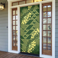 Green Aloha Hawaii Door Cover Hawaiian Kakau Ohia Lehua Lei - Polynesian Pride