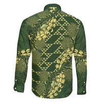 Green Aloha Hawaii Family Matching Mermaid Dress and Hawaiian Shirt Hawaiian Kakau Ohia Lehua Lei LT14 - Polynesian Pride