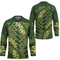 Green Aloha Hawaii Hockey Jersey Hawaiian Kakau Ohia Lehua Lei - Polynesian Pride
