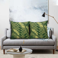 Green Aloha Hawaii Pillow Cover Hawaiian Kakau Ohia Lehua Lei - Polynesian Pride