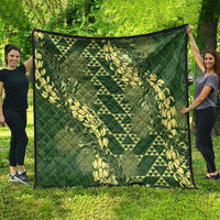 Green Aloha Hawaii Quilt Hawaiian Kakau Ohia Lehua Lei - Polynesian Pride