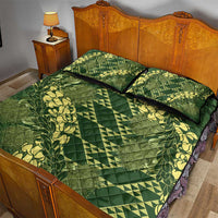 Green Aloha Hawaii Quilt Bed Set Hawaiian Kakau Ohia Lehua Lei - Polynesian Pride